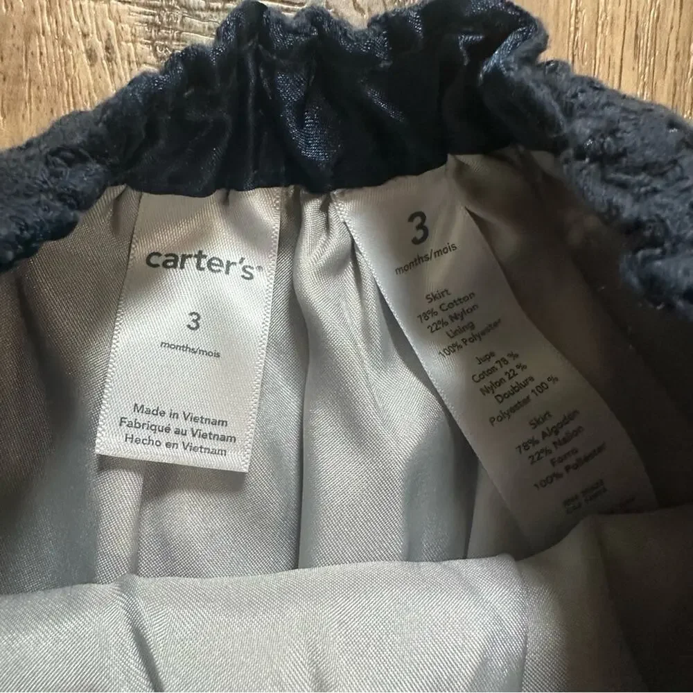 NWT! Carter's Gray Navy Baby Outfit, Valentine’s Day, Sweetheart, Lace, 3m